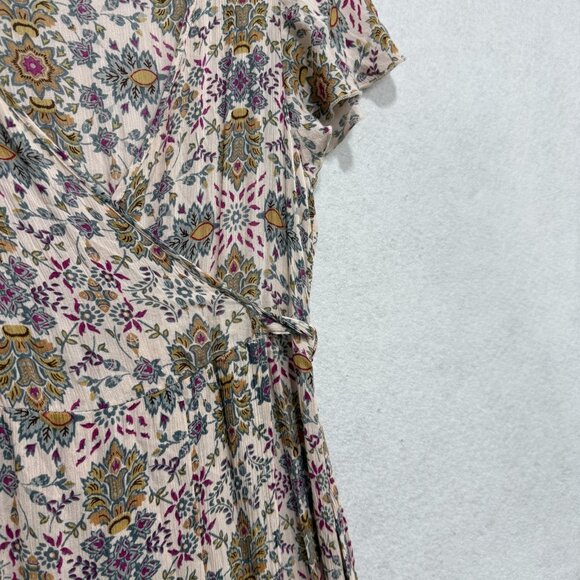 Patrons of Peace Dress Womens Small Floral Wrap Maxi Boho Flutter Sleeve V Neck - Picture 4 of 11
